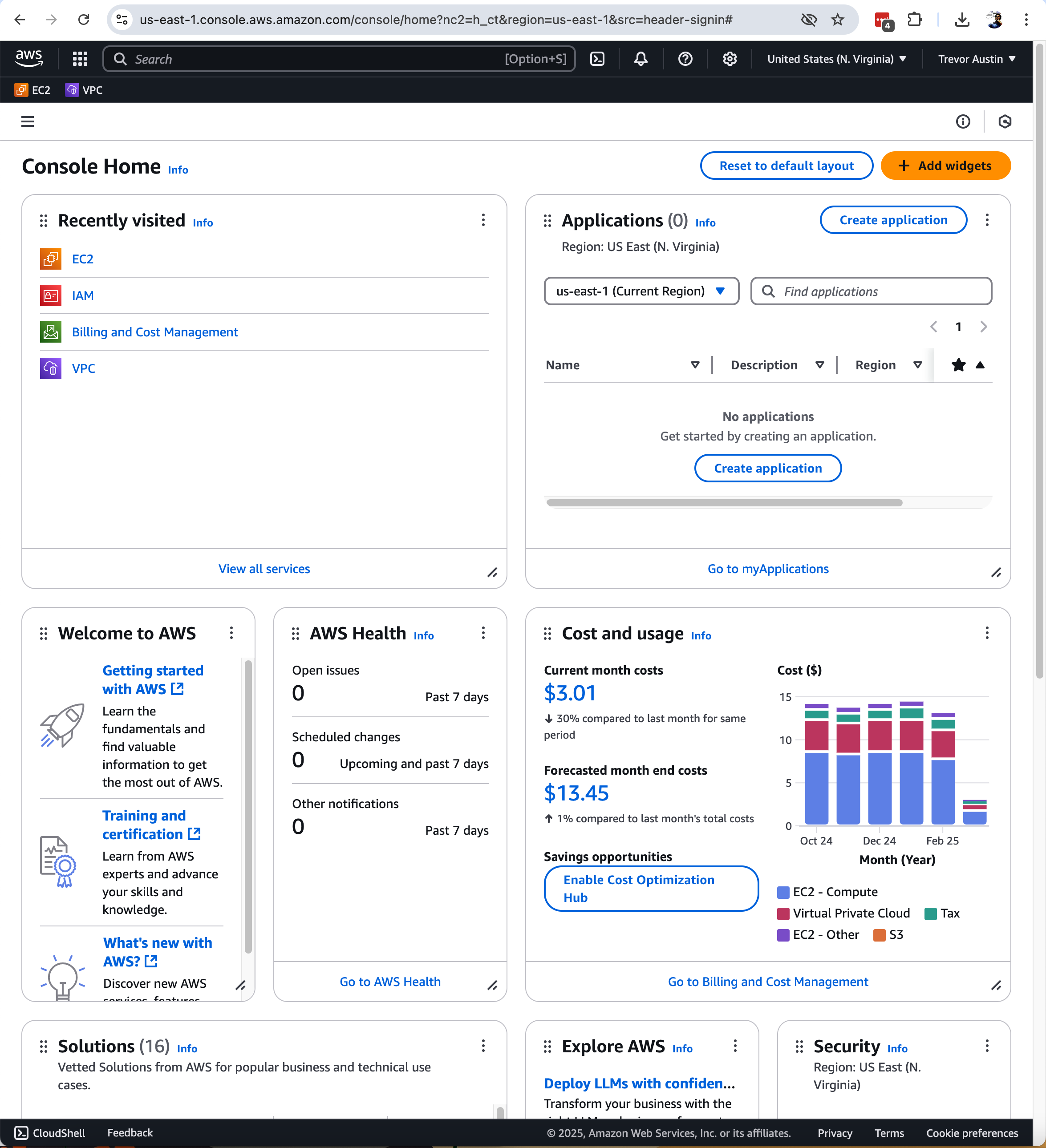 Screenshot of AWS Console